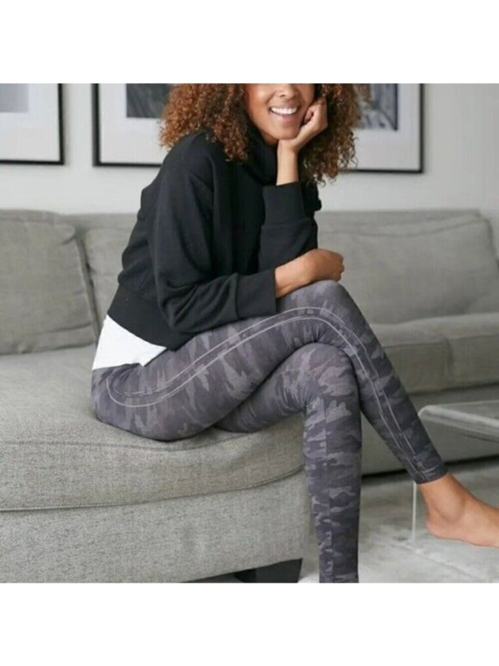 Spanx Look‎ at Me Now Seamless Leggings FL3515 Grey/Heather Camo Size L